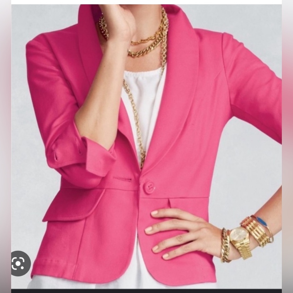 CAbi Bright Pink Cotton Blazer